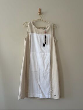 NWT Monnari Sleeveless Cream and White Panel Mini Shift Dress Size 38